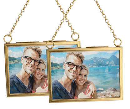 Custom Watercolor Portrait Brass Ornament