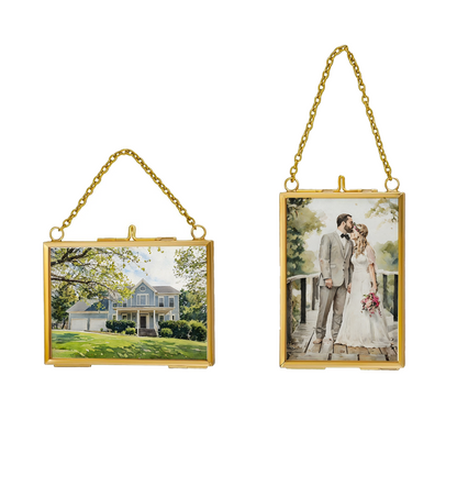 Custom Watercolor Portrait Brass Ornament