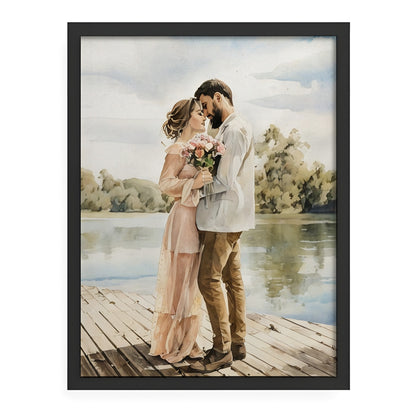 Personalized Couples Watercolor Portrait